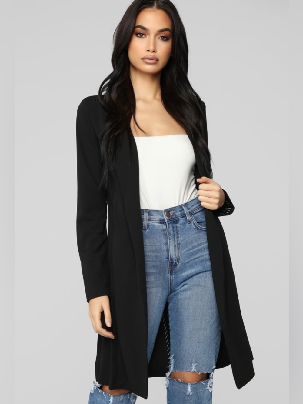 Fashion Nova Womans Long Black Blazer Size Large